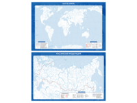 Фрагмент (демонстрационный) маркерный (двухсторонний) "Карта мира и Российской Федерации" (немая) с комплектом тематических магнитов - fgospostavki.ru - Ейск