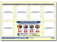 Стенд информационный "Основы безопасности жизнедеятельности" (80*110, 6 карманов) - fgospostavki.ru - Ейск