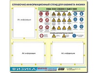Стенд информационный "Правила техники безопасности в кабинете физики" (75*70, 3 кармана) - fgospostavki.ru - Ейск