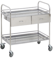 Столик манипуляционный передвижной из нержавеющей стали с бортиками, с двумя полками и двумя выдвижными ящиками - fgospostavki.ru - Ейск