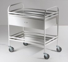 Столик манипуляционный передвижной металлический с бортиками, с двумя полками и выдвижным ящиком - fgospostavki.ru - Ейск