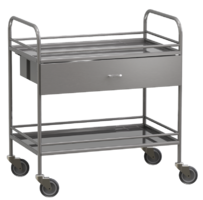 Столик манипуляционный передвижной из нержавеющей стали с бортиками, с двумя полками и выдвижным ящиком - fgospostavki.ru - Ейск