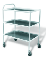 Столик инструментальный передвижной металлический с тремя стеклянными полками (мебельные колеса) - fgospostavki.ru - Ейск