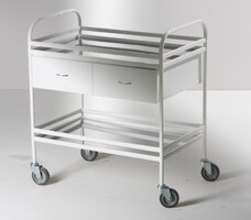 Столик манипуляционный передвижной металлический с бортиками, с двумя полками и двумя выдвижными ящиками - fgospostavki.ru - Ейск