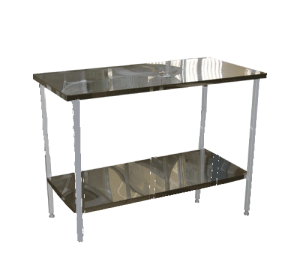 Стол на металлическом каркасе с полкой 600*1200*750(900) - fgospostavki.ru - Ейск