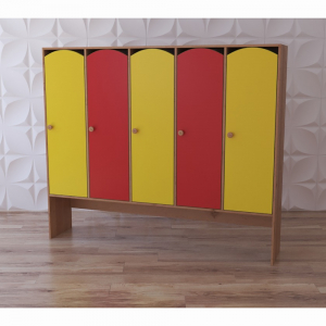 Шкаф 5-секционный с нишей под скамью "Яркое детство" - fgospostavki.ru - Ейск