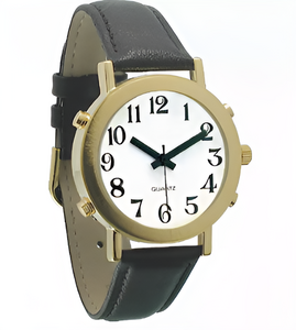 Часы для слабовидящих людей с белым циферблатом на кожаном ремешке - fgospostavki.ru - Ейск