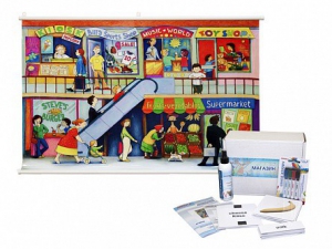 Магнитно-маркерный ситуационный плакат "Магазин" с набором магнитных карточек + методические рекомендации (иностранный язык) - fgospostavki.ru - Ейск