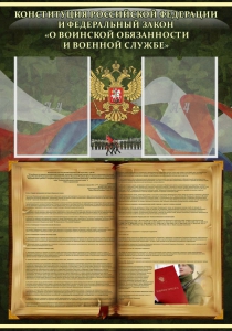 Стенд "Конституция РФ и Федеральный закон "О воинской обязанности и военной службе" - fgospostavki.ru - Ейск