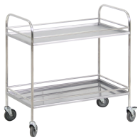 Столик процедурный с двумя полками и бортиками передвижной из нержавеющей стали - fgospostavki.ru - Ейск