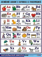 Таблица демонстрационная "Английский алфавит в картинках" (с транскрипцией) (винил 100*140) - fgospostavki.ru - Ейск