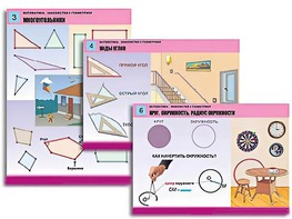 Комплект таблиц "Математика. Знакомство с геометрией" (6 таблиц, формат А1, ламинированные) - fgospostavki.ru - Ейск