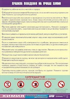 Таблица демонстрационная "Правила поведения на уроках химии" (винил 70х100) - fgospostavki.ru - Ейск