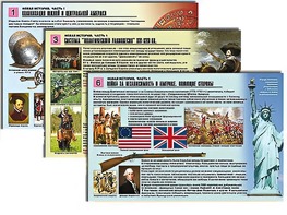 Комплект таблиц по истории "Новая история. Часть 1" раздаточные (цветные, ламинированные, А4, 6 штук) - fgospostavki.ru - Ейск