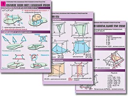 Комплект таблиц по геометрии "Стереометрия. Основные построения в пространстве" (8 таблиц, А1, ламинированные) - fgospostavki.ru - Ейск