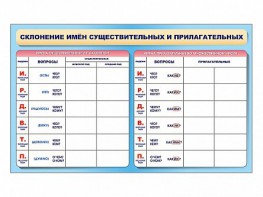 Фрагмент (демонстрационный) маркерный (двухсторонний) "Склонение имен существительных и прилагательных" - fgospostavki.ru - Ейск